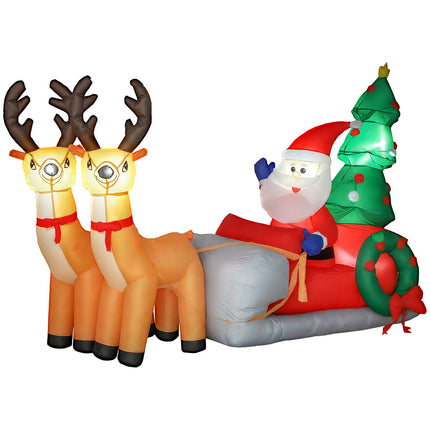 Traîneau gonflable du Père Noël avec lumières LED, polyester