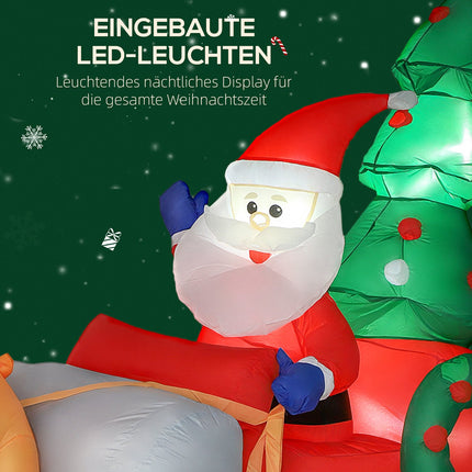 Traîneau gonflable du Père Noël avec lumières LED, polyester