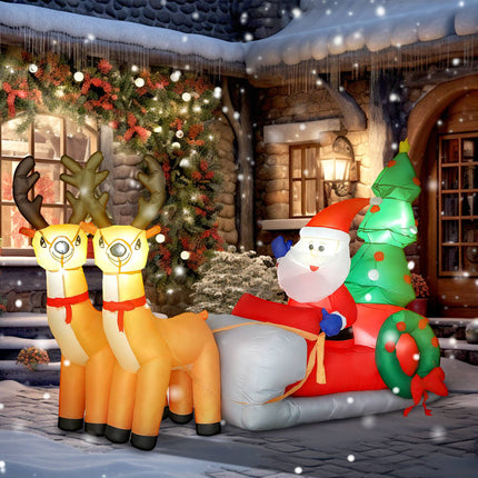 Traîneau gonflable du Père Noël avec lumières LED, polyester