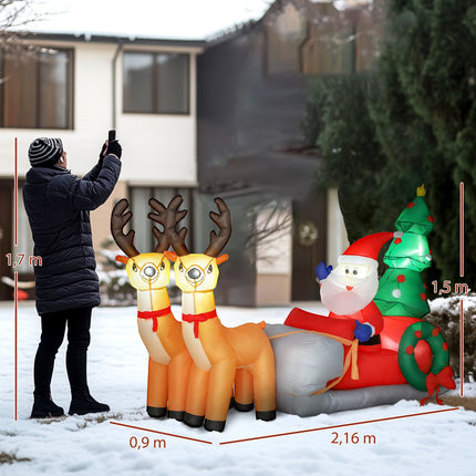 Traîneau gonflable du Père Noël avec lumières LED, polyester