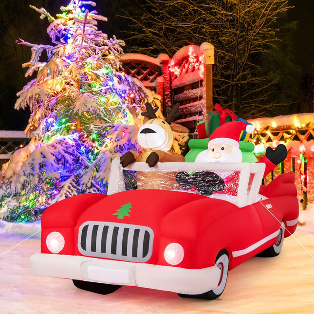 Aufblasbarer Weihnachtsmann im Auto mit 9 LED-Leuchten, 2,35 m