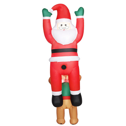 Père Noël gonflable avec chien et lumières LED, 214 cm