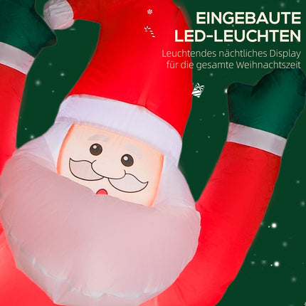 Père Noël gonflable avec chien et lumières LED, 214 cm