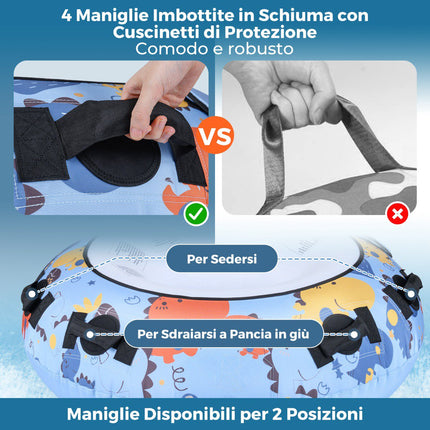 Aufblasbarer Schnee-Schlitten 132cm mit Oxford-Hülle, Handpumpe