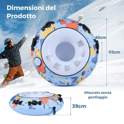 Aufblasbarer Schnee-Schlitten 132cm mit Oxford-Hülle, Handpumpe