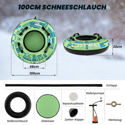 Aufblasbarer Schnee-Rodler mit Zugseil & Pumpe, Ø100 cm