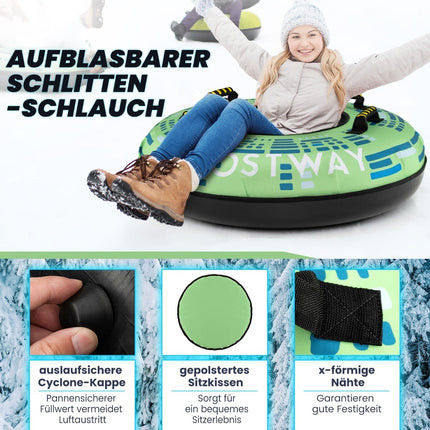 Aufblasbarer Schnee-Rodler mit Zugseil & Pumpe, Ø100 cm