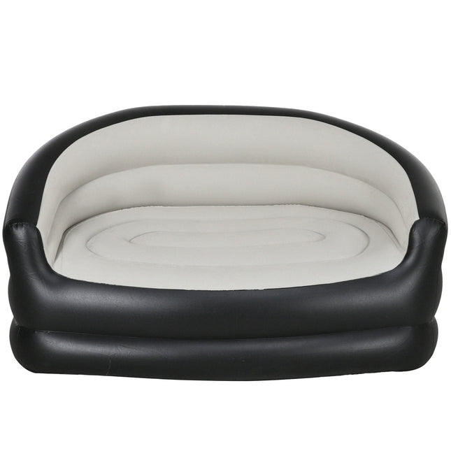 Canapé Gonflable Canapé Gonflable Avec Peluche Douce Pour 2 Personnes, Intérieur Et Extérieur, Gris Clair, 125 X 100 X 87 Cm
