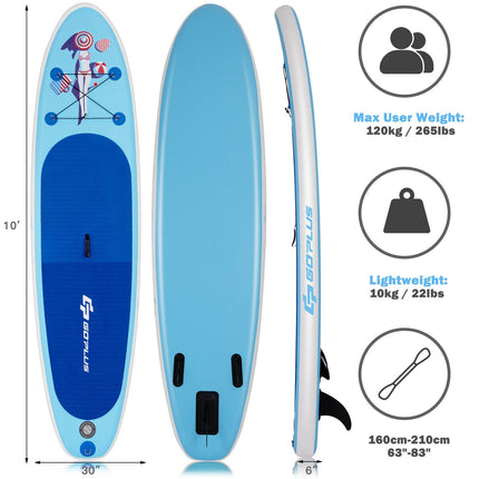 Aufblasbares Stand Up Paddle Board 305 cm, Paddel, Pumpe, Rucksack