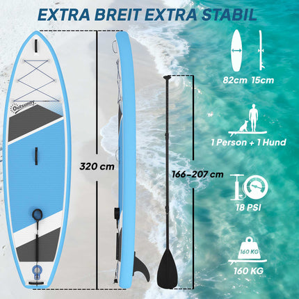 Aufblasbares Stand-Up-Paddle-Board, 320x82 cm, 160 kg Tragkraft
