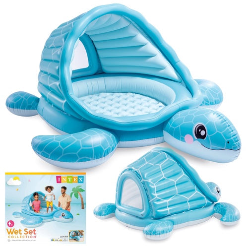 Piscine gonflable en forme de tortue avec toit – 218 x 206 x 97 cm