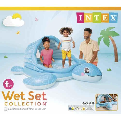 Piscine gonflable en forme de tortue avec toit – 218 x 206 x 97 cm