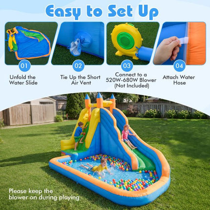 Aufblasbarer Wasserpark 3-in-1, Kurvenrutsche, Kletterwand