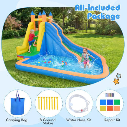 Aufblasbarer Wasserpark 3-in-1, Kurvenrutsche, Kletterwand
