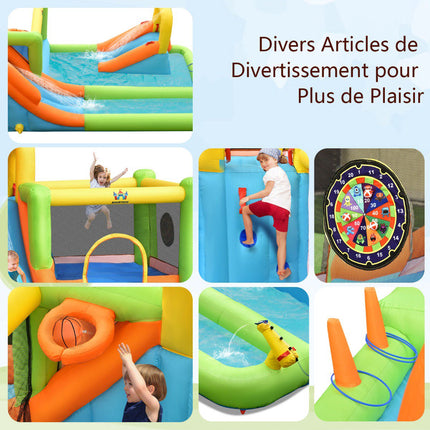 Château gonflable aquatique avec toboggan et souffleur de 680 W