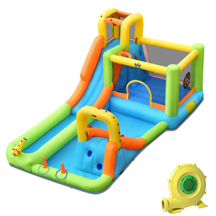 Château gonflable aquatique avec toboggan et souffleur de 680 W