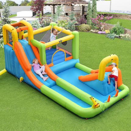 Château gonflable aquatique avec toboggan et souffleur de 680 W