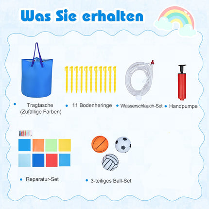 Aufblasbarer Wasserpark mit Rutsche, Pool, Kletterwand