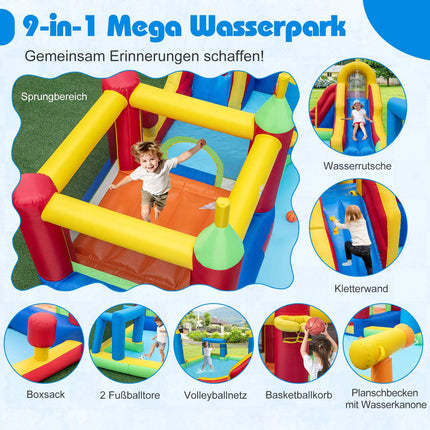 Aufblasbarer Wasserpark mit Rutsche, Pool, Kletterwand