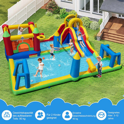 Aufblasbarer Wasserpark mit Rutsche, Pool, Kletterwand