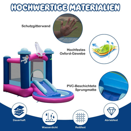 Château gonflable avec toboggan aquatique pour enfants, 207 x 393 x 270 cm