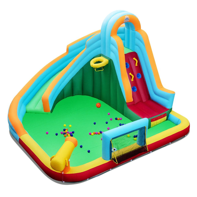 Toboggan aquatique gonflable avec balles et mur d'escalade