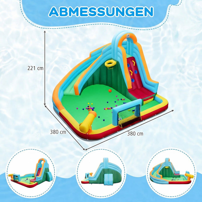 Toboggan aquatique gonflable avec balles et mur d'escalade