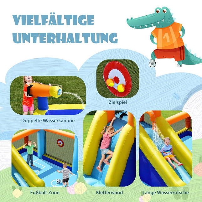 Toboggan aquatique gonflable avec soufflerie - Thème football, durable