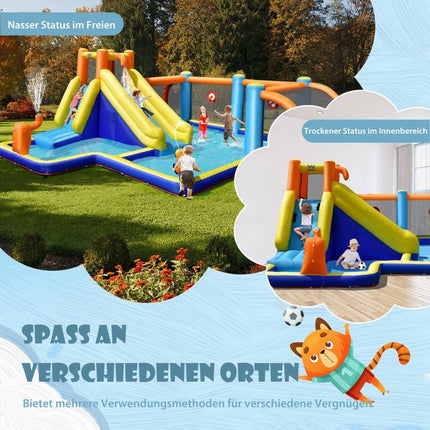 Toboggan aquatique gonflable avec soufflerie - Thème football, durable