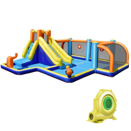 Toboggan aquatique gonflable avec soufflerie - Thème football, durable