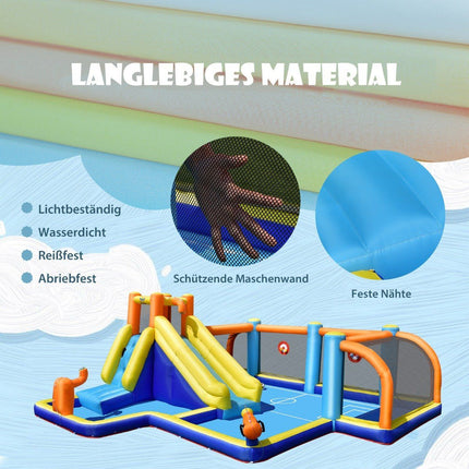 Toboggan aquatique gonflable avec soufflerie - Thème football, durable