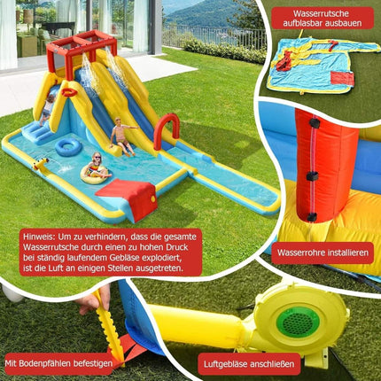 Toboggan aquatique gonflable avec double toboggan et mur d'escalade