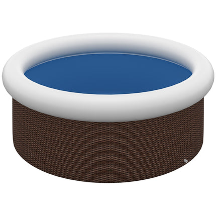 Piscine Hors Sol, Piscine Gonflable Pour 1 À 5 Personnes, Piscine Pour Jardin Et Terrasse, Effet Rotin, Ø300 X 76 Cm, Marron