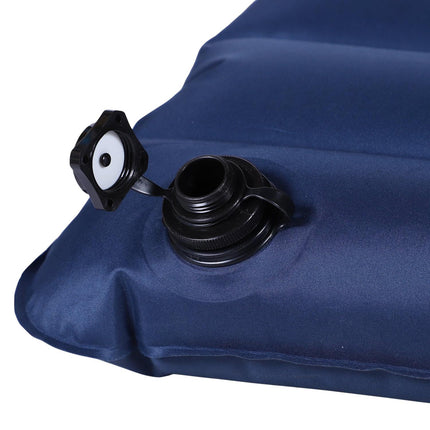 Matelas Pneumatique Gonflable, Matelas De Camping, Tapis De Couchage, Pongé En Pvc Et Polyester, Bleu Marine, 195 X 138 X 10 Cm