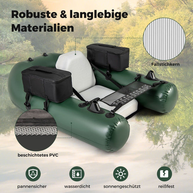 Aufblasbares Angelboot, Schlauchboot, Angelboot mit Rückenlehne, Paddelboot, 157 x 114 x 35 cm