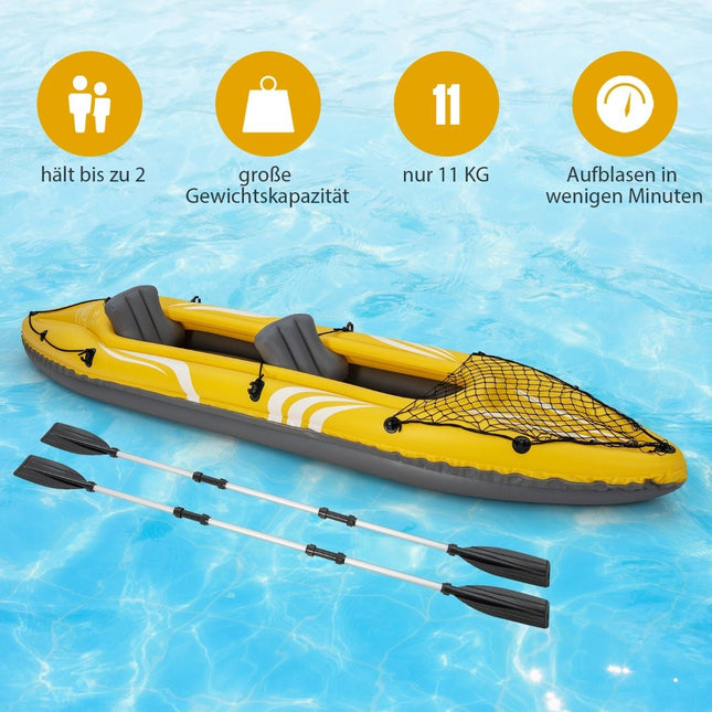 Aufblasbares Kajak für 2 Personen Tandemkajak mit abnehmbaren Sitzen 357 × 80 × 38 cm