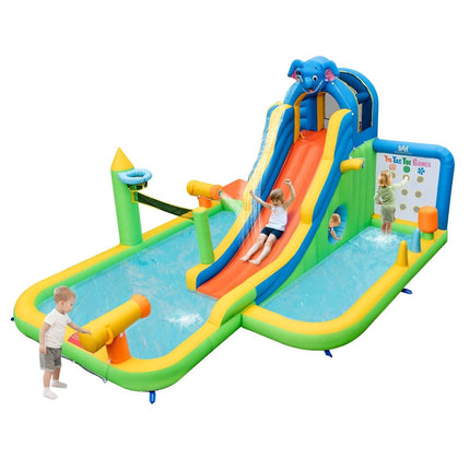 Aufblasbare Wasserrutsche mit Planschbecken &amp; Kletterwand &amp; Wasserkanonen ohne Gebläse