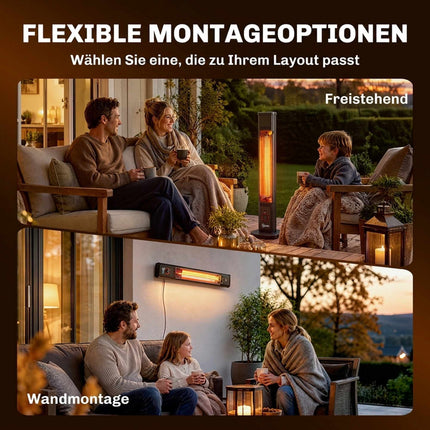 Infrarot-Terrassenheizstrahler 2000W, Kohlefaser, Fernbedienung