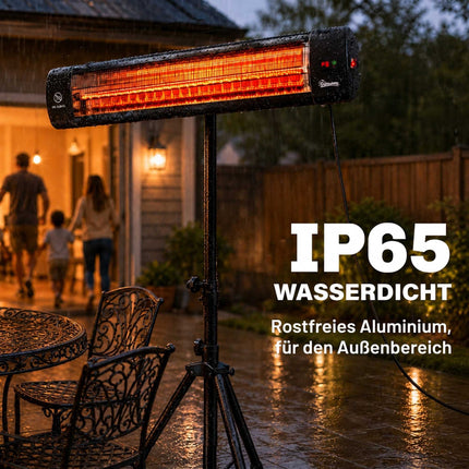 Chauffage de terrasse infrarouge 2500 W, support réglable, télécommande