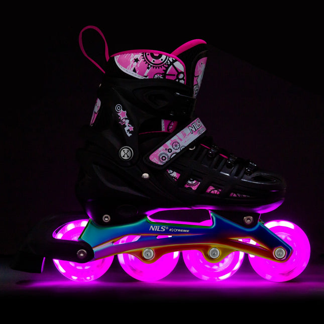 Patins à roues alignées/à glace, 4 en 1, LED rose, taille L (39-42)