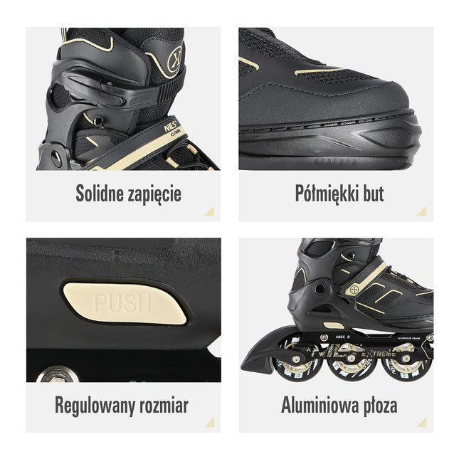 Patins à roues alignées, noir-beige, taille L