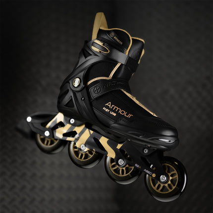 Patins à roues alignées, noir et or, taille 38