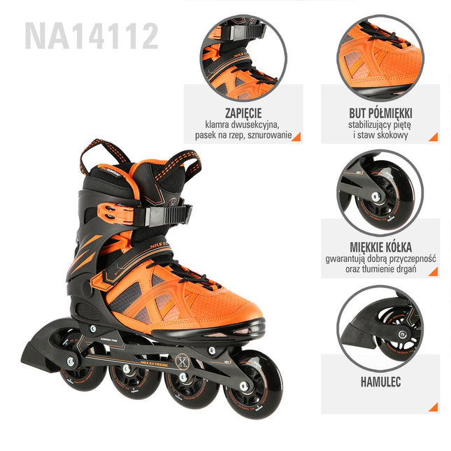 Patins à roues alignées, noir-orange, taille 45