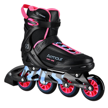 Rollers en ligne, noir/rose, pointure 39, équipement de protection