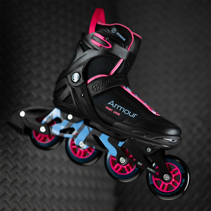 Patins à roues alignées, noir/rose, taille 42, protection