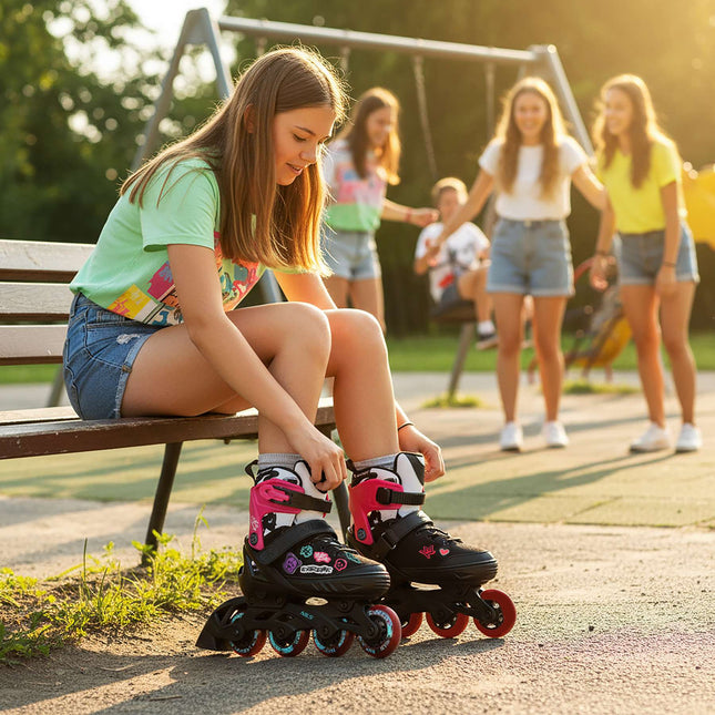 Inline Skates, Pink, Size M (37-40), ABEC-5 Bearings