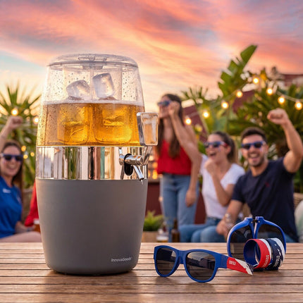 InnovaGoods Beer Dispenser and 2 Sunfold Roll-Up Sunglasses, France Blue