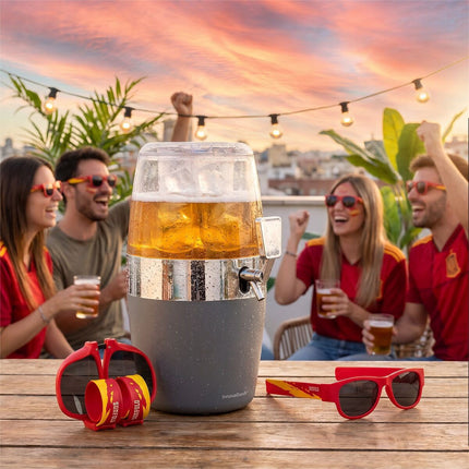 InnovaGoods Beer Dispenser and 2 Sunfold Roll-Up Sunglasses, Spain Red