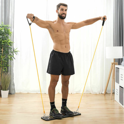 InnovaGoods Push-Up Board and Resistance Bands Set, Exercise Guide, Carry Bag