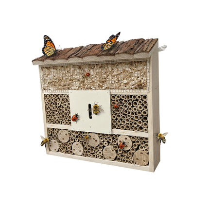 Hôtel à insectes, abri en bois pour papillons et abeilles